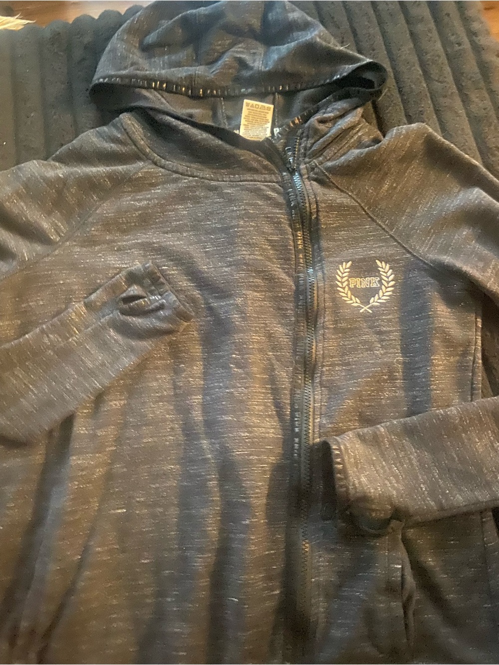 Victoria's Secret PINK Black Space-Dye Zip Hoodie